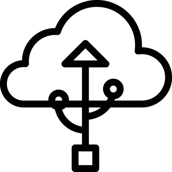 Ikona Cloudového Databázového Portu Stylu Osnovy — Stockový vektor