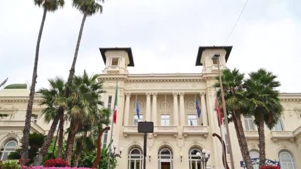 Casinogebäude Der Stadt Sanremo Italien — Stockvideo