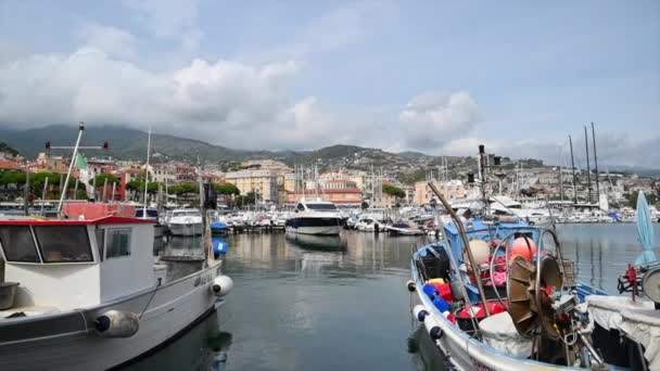 Lodě Jachty Přístavu Sanremo City Itálie — Stock video