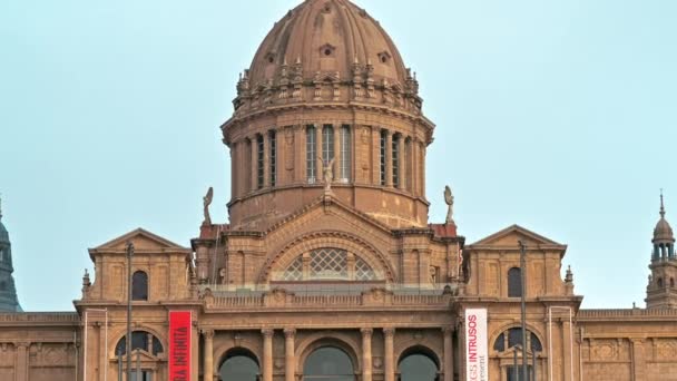 Barcelone Espagne Juin 2021 Palais National Les Gens Devant Lui — Video