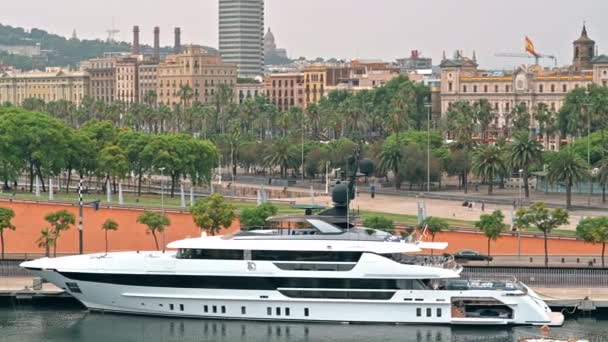Barcelona Spain June 2021 Sea Port 안개낀 구름낀 날씨가 — 비디오