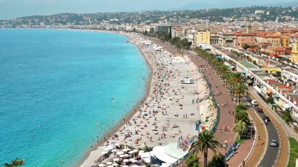 Άποψη Του Cote Azur Στη Νίκαια Γαλλία Πολλαπλές Ανάπαυσης Στην — Αρχείο Βίντεο