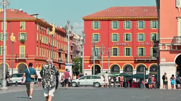 Nice Francie Srpna 2021 Centrální Náměstí Více Lidmi Klasické Budovy — Stock video