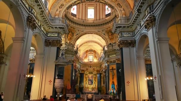 Nice França Agosto 2021 Interior Catedral Nice Estilo Clássico Pessoas — Vídeo de Stock