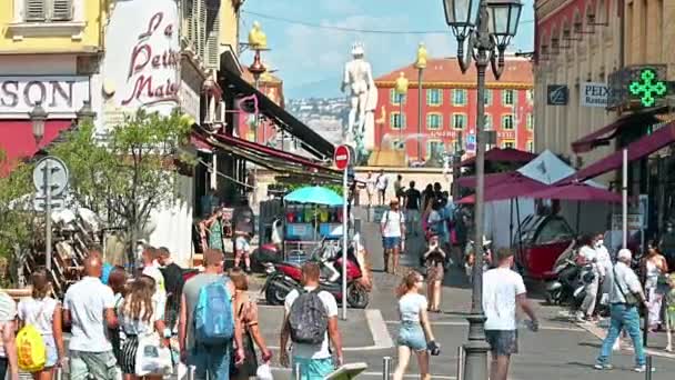 Nice Franciaország August 2021 Street Scape Town Több Ember Hagyományos — Stock videók