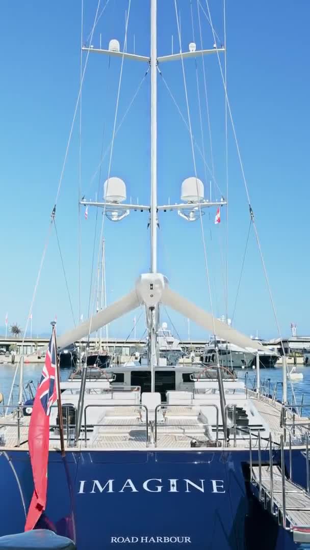 Monaco August 2021 Seehafen Mit Festgemachter Yacht — Stockvideo