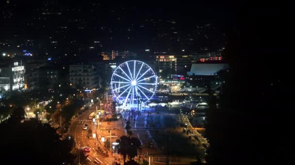 Cannes France Ağustos 2021 Gece Kasaba Manzarası Embankment Sokağı Dönme — Stok video