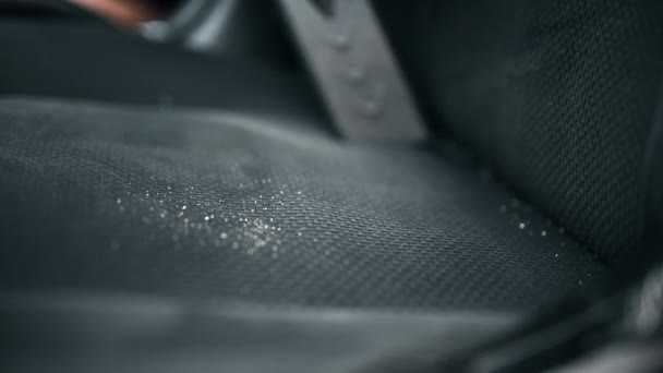 Working Cleaner Car Wash Cleaning Out Crumbs Using Professional Vacuum — Stock Video