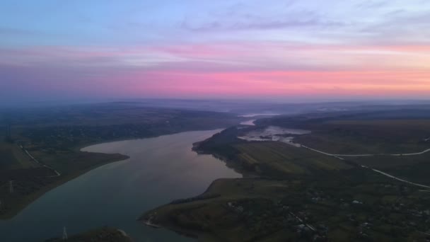 Uitzicht Vanuit Lucht Het Natuurreservaat Duruitoarea Bij Zonsondergang Moldavië Rivier — Stockvideo