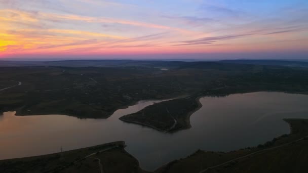 Uitzicht Vanuit Lucht Het Natuurreservaat Duruitoarea Bij Zonsondergang Moldavië Rivier — Stockvideo