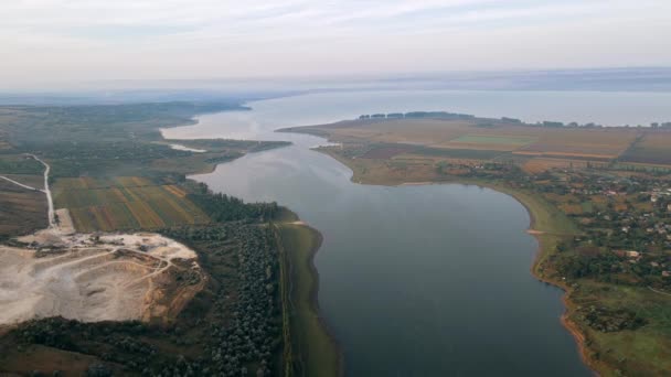 Vue Aérienne Par Drone Réserve Naturelle Duruitoarea Moldavie Rivière Brouillard — Video