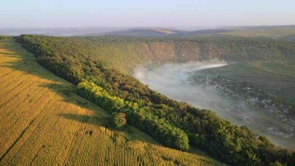 Vue Aérienne Par Drone Vieux Orhei Coucher Soleil Vallée Avec — Video