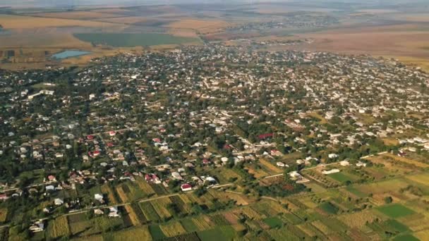 Veduta Aerea Drone Del Villaggio Moldova Edifici Residenziali Verde Campi — Video Stock
