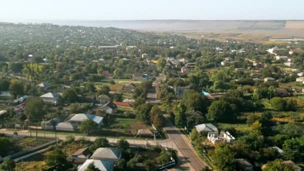 Vue Aérienne Par Drone Village Moldavie Bâtiments Résidentiels Route Avec — Video