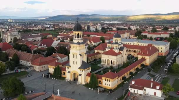 Aerial Drone View Alba Carolina Cytadela Alba Iulia Rumunia Pejzaż — Wideo stockowe