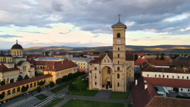 Luftaufnahme Der Zitadelle Von Alba Carolina Alba Iulia Rumänien Stadtbild — Stockvideo