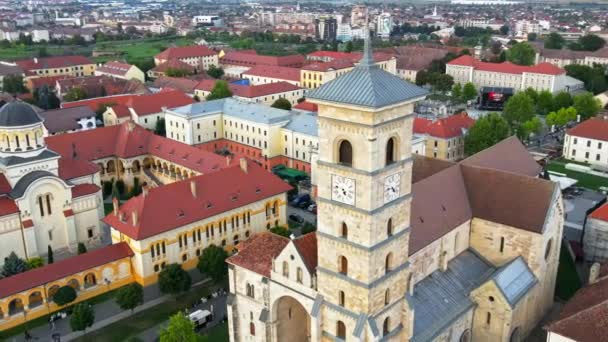 Aerial Drone View Alba Carolina Citadel Alba Iulia Románia Városkép — Stock videók