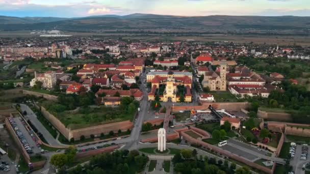 Veduta Aerea Drone Della Cittadella Alba Carolina Alba Iulia Romania — Video Stock