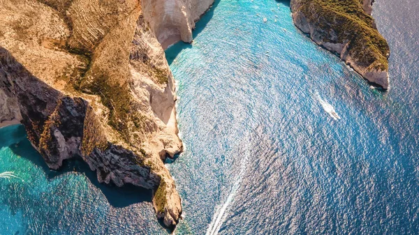 Yunanistan Zakynthos Kentindeki Yon Denizi Kıyılarının Insansız Hava Aracı Görüntüsü — Stok fotoğraf