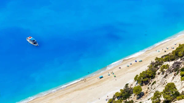 Letecký Pohled Pobřeží Jónského Moře Zakynthosu Řecku Pláž Klidovými Plaveckými — Stock fotografie