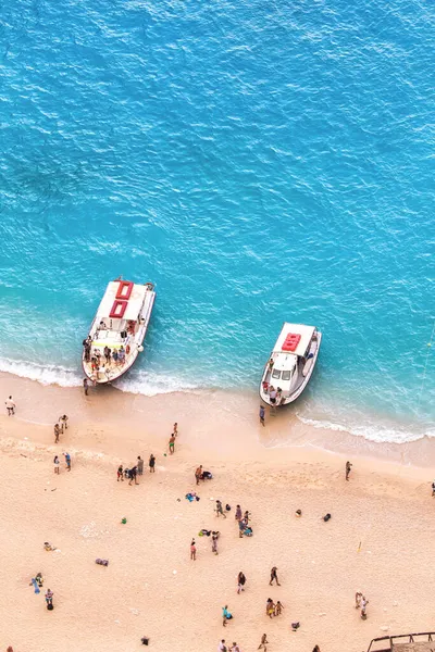 Letecký Pohled Pláž Navagio Pobřeží Jónského Moře Zakynthosu Řecku Odpočívající — Stock fotografie