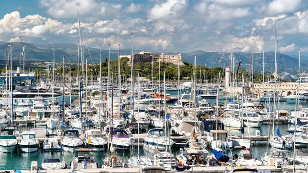 Antibes France Augeight 2021 View Sea Port 보트와 보이는 — 스톡 사진