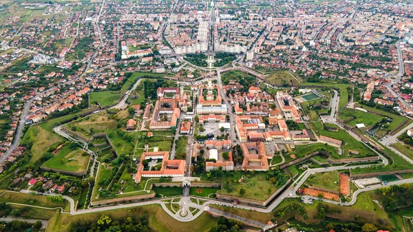 Vista Aérea Drone Cidadela Alba Carolina Alba Iulia Romênia Cityscape — Fotografia de Stock