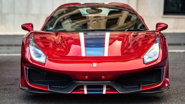 Monako Eylül 2021 Kırmızı Bir Ferrari Nin Görüntüsü — Stok fotoğraf