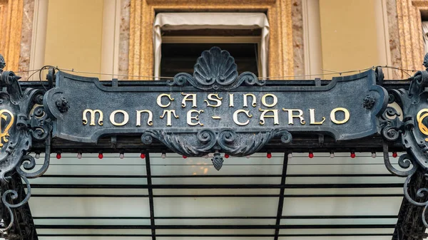 Monaco September 2021 Monte Carlo Casino Sign — 스톡 사진