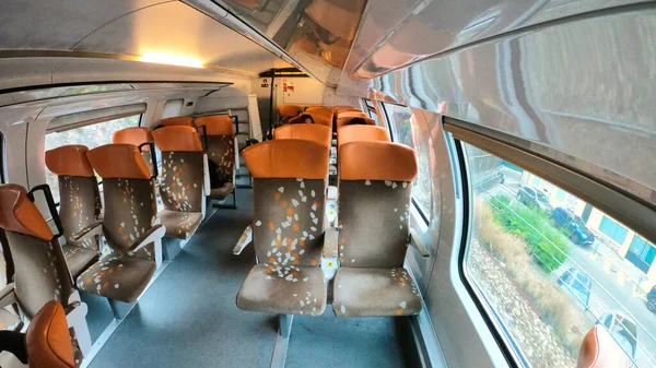 Vue Intérieur Train Marche Avec Passagers France — Photo