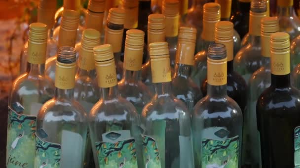 Puhoi Moldova Oktober 2021 Leere Weinflaschen Beim Weingut Asconi — Stockvideo
