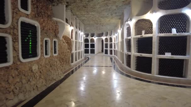 Cricova Moldova October 2021 Cricova Cellars Wine Collection Rooms Gallery — Stock Video