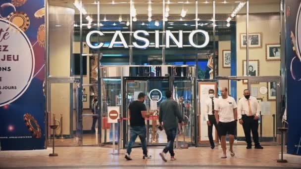 Cannes France Août 2021 Vue Casino Nuit Veilleuses Personnes — Video