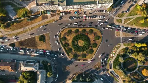 Vue Aérienne Drone Chisinau Coucher Soleil Vue Verticale Hypnotique Carrefour — Video