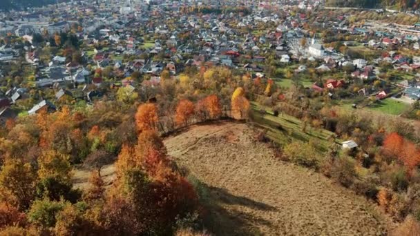 Αεροφωτογραφία Drone Του Viseu Sus Ρουμανία Πολλά Οικιστικά Κτίρια Λόφοι — Αρχείο Βίντεο
