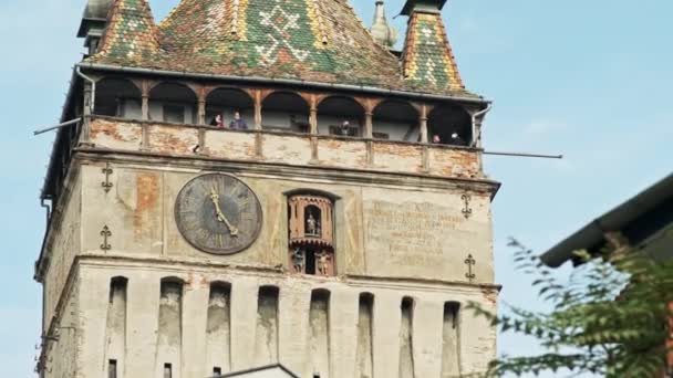 Sighisoara Romania Octubre 2021 Vista Torre Del Reloj Sighisoara Con — Vídeos de Stock