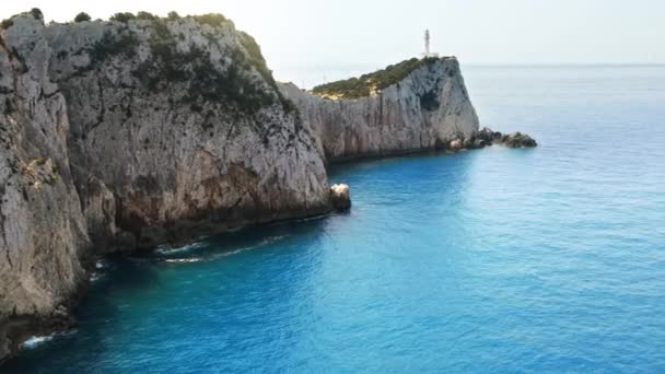 Aerial Drone View Ionian Sea Coast Zakynthos Greece Rocky Ridge — Stock Video