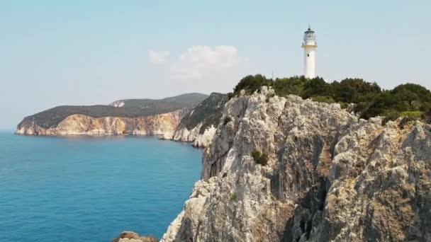 Повітряний Безпілотний Вид Іонічне Морське Узбережжя Закінтоса Греція Скелястий Хребет — стокове відео