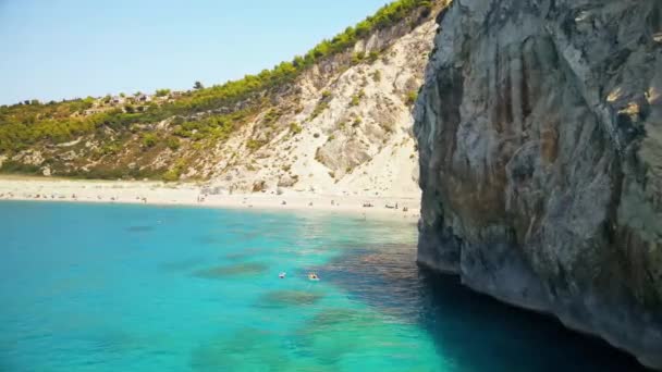 Aerial Drone View Ionian Sea Coast Zakynthos Greece Rocky Cliff — Stock Video