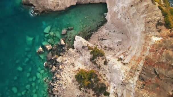 Vue Aérienne Par Drone Côte Mer Ionienne Zante Grèce Falaise — Video