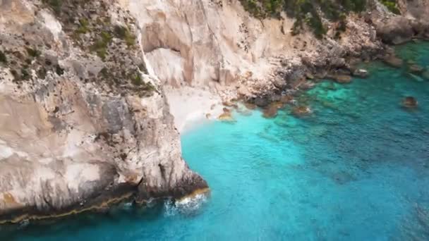 Vista Aérea Del Dron Costa Del Mar Jónico Zakynthos Grecia — Vídeo de stock