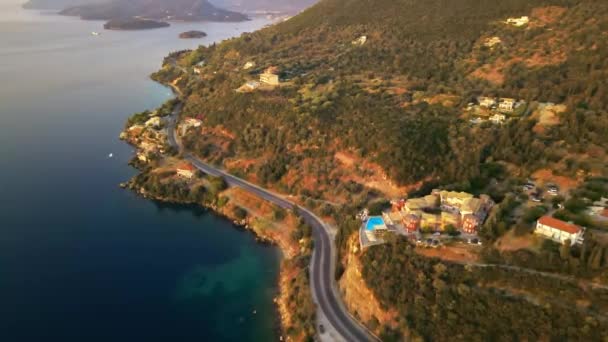Vue Aérienne Par Drone Une Ville Zante Coucher Soleil Grèce — Video