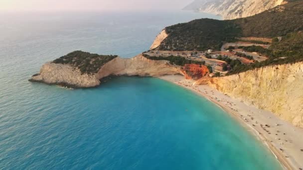 Aerial Drone View Ionian Sea Coast Zakynthos Greece Rocky Cliff — Stock Video