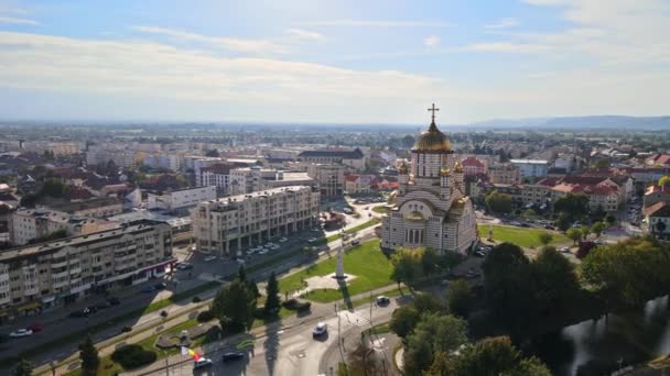 Fagaras Románia Október 2021 Légi Drón Kilátás Fagarákra Románia Keresztelő — Stock videók