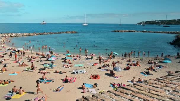 Antibes France August 2021 View Mediterranean Sea Coast Beach Multiple — Stock Video