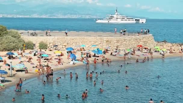 Antibes France August 2021 View Mediterranean Sea Coast Beach Multiple — Stock Video