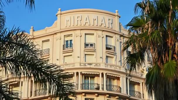 Kannes Francja Sierpnia 2021 Hotel Miramar Zachodzie Słońca — Wideo stockowe
