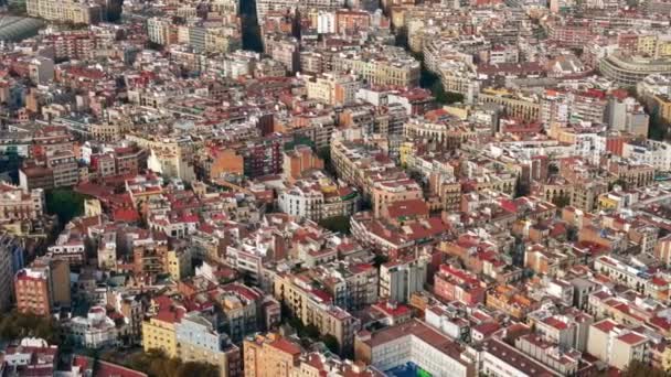 Vista Aérea Drone Cidade Barcelona Luz Dia Distrito Montjuic Espanha — Vídeo de Stock
