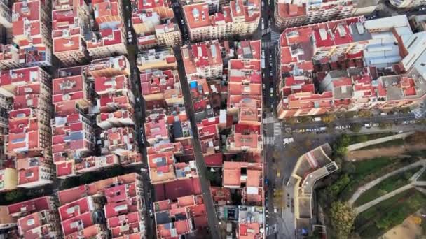 Αεροφωτογραφία Της Πόλης Της Βαρκελώνης Φως Της Ημέρας Περιφέρεια Montjuic — Αρχείο Βίντεο