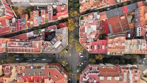 Vue Aérienne Par Drone Barcelone Espagne Blocs Avec Plusieurs Bâtiments — Video